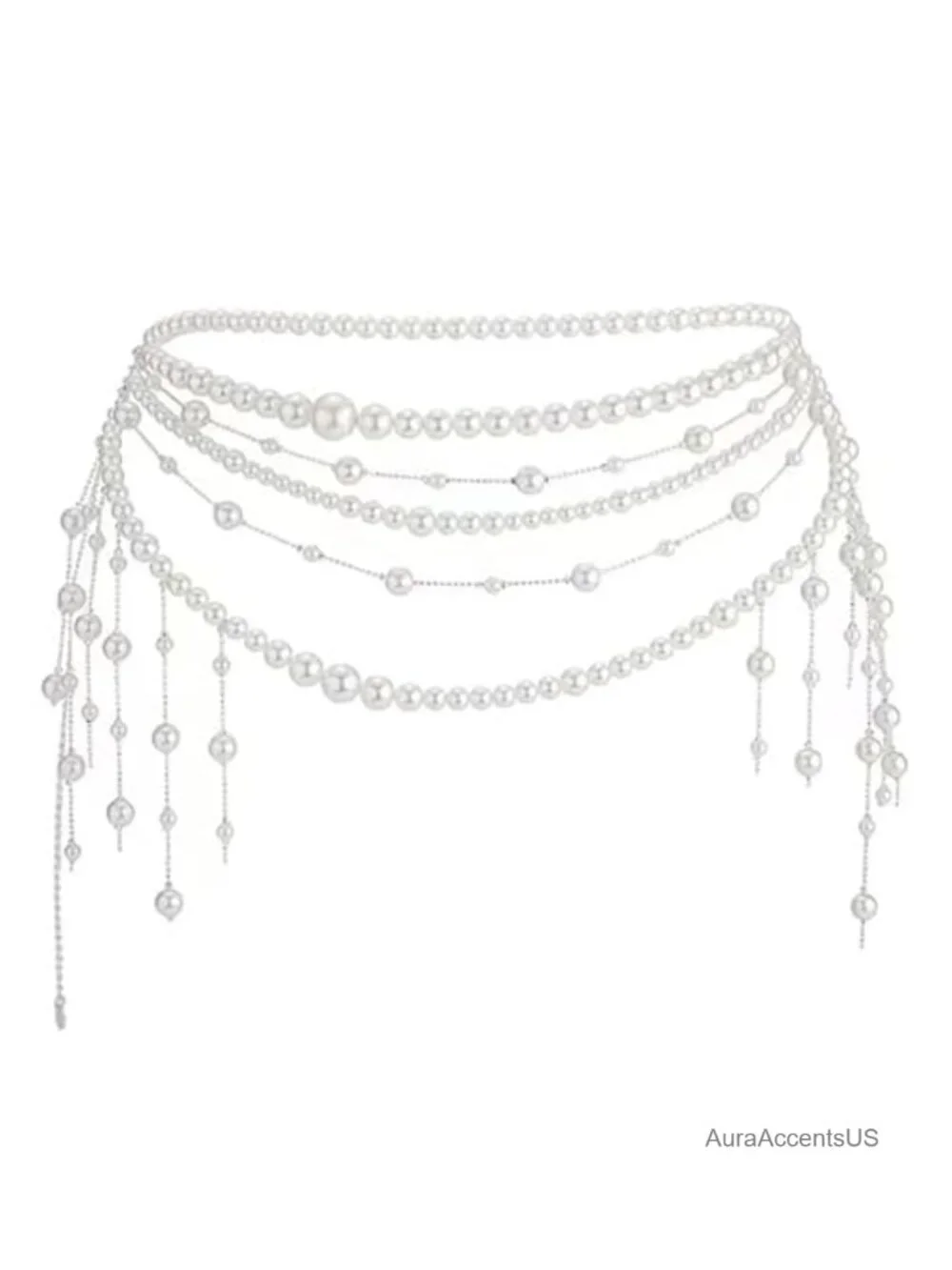 Pearl Waist Chain Belt with Tassel Design for Bridal